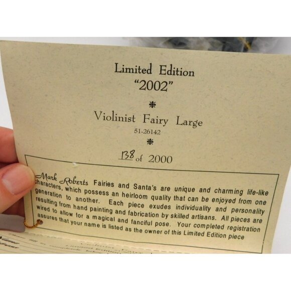 LE Mark Roberts Violinist Fairy Large Black Santa Claus with COA Box 2002 #138 - Picture 4 of 8